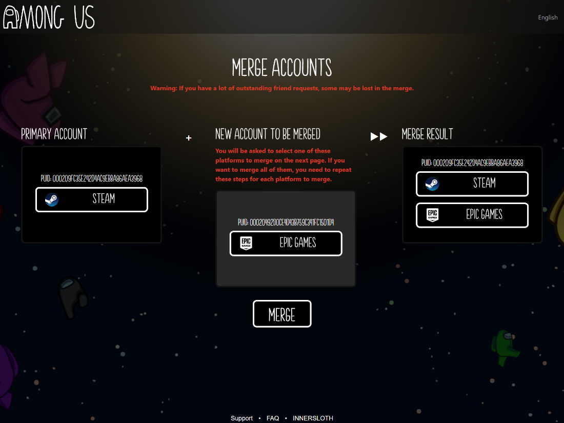 How do I merge my Among Us accounts? Innersloth Help Center